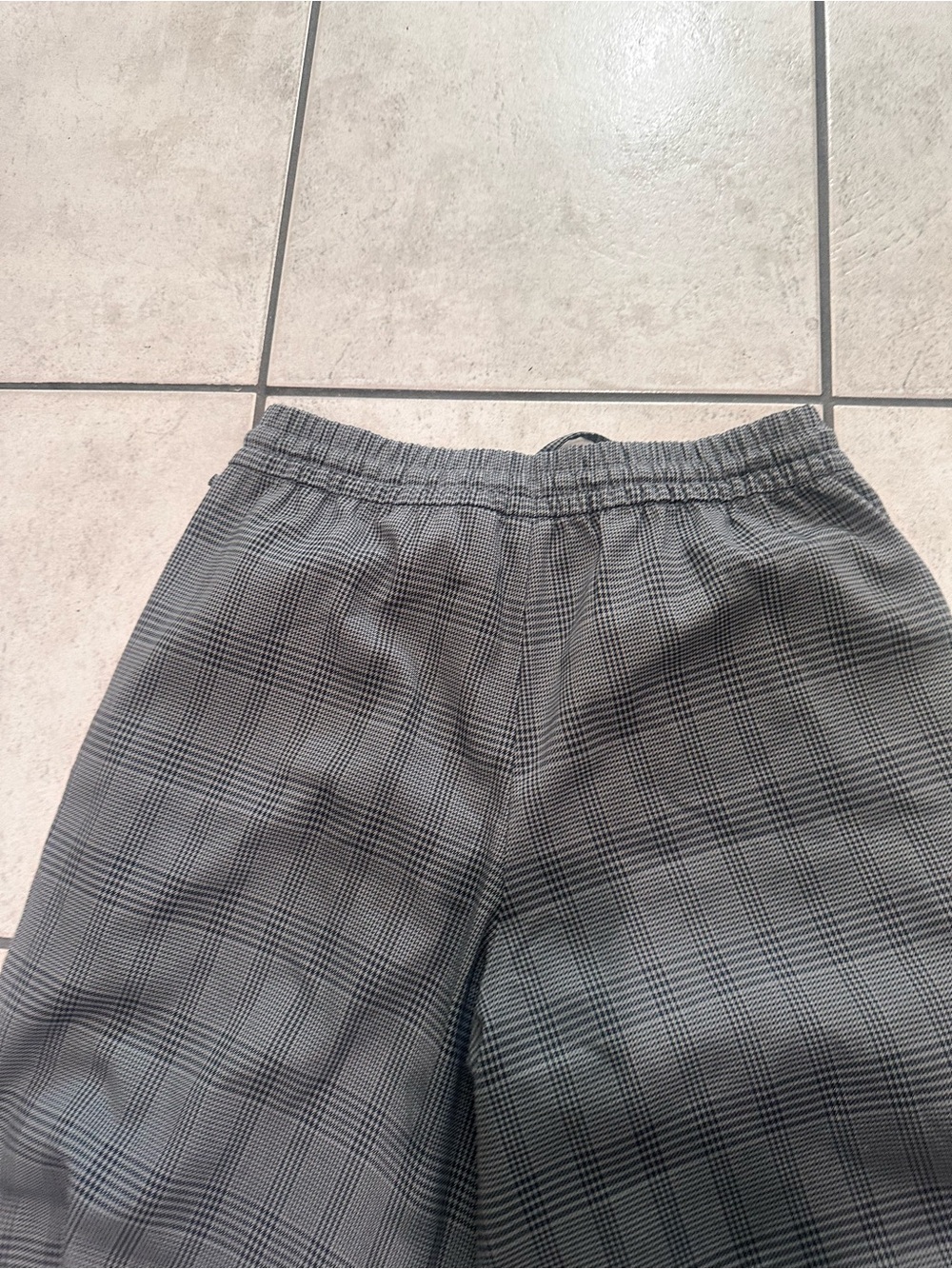 Gap mid rise twill Gray Plaid Wide-Leg Drawstring Pants petite small - Picture 3 of 10